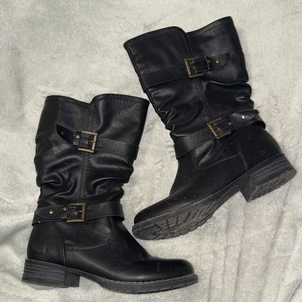 Black Buckle Women's Boots